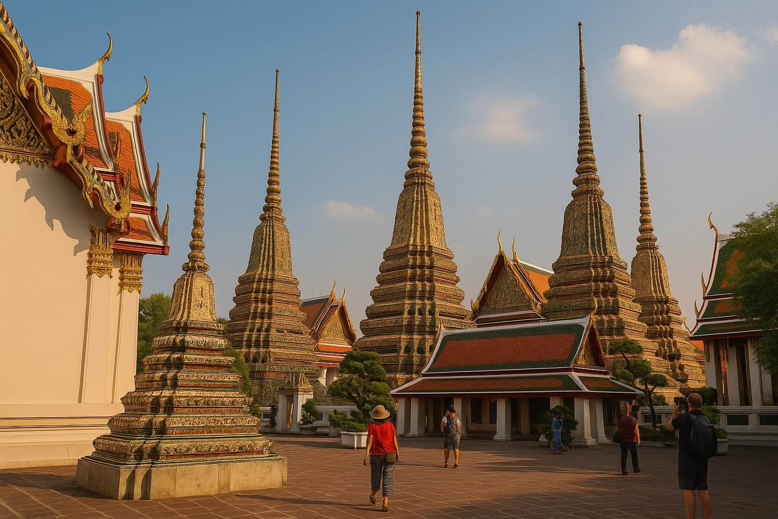 The Grand Palace in Bangkok glowing in the morning light