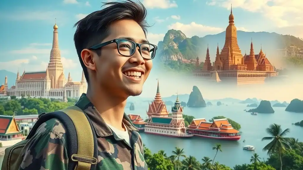 Diverse group of travelers in Thai airport comparing thailand itineraries, families and solo adventurers - custom trip ideas