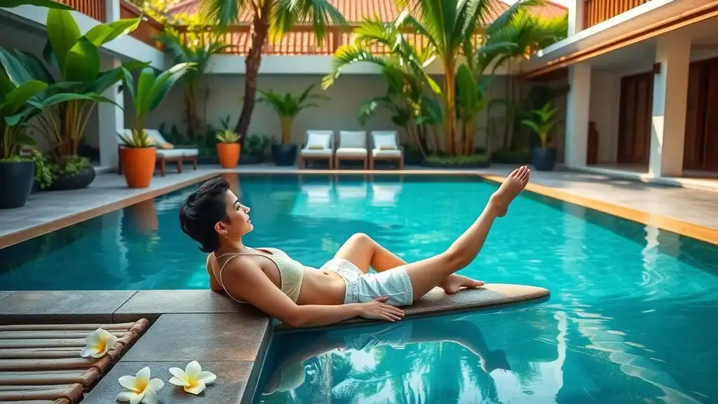 Jakarta city skyline at twilight with young traveler, a fitting end to your indonesia itinerary 2 weeks journey.