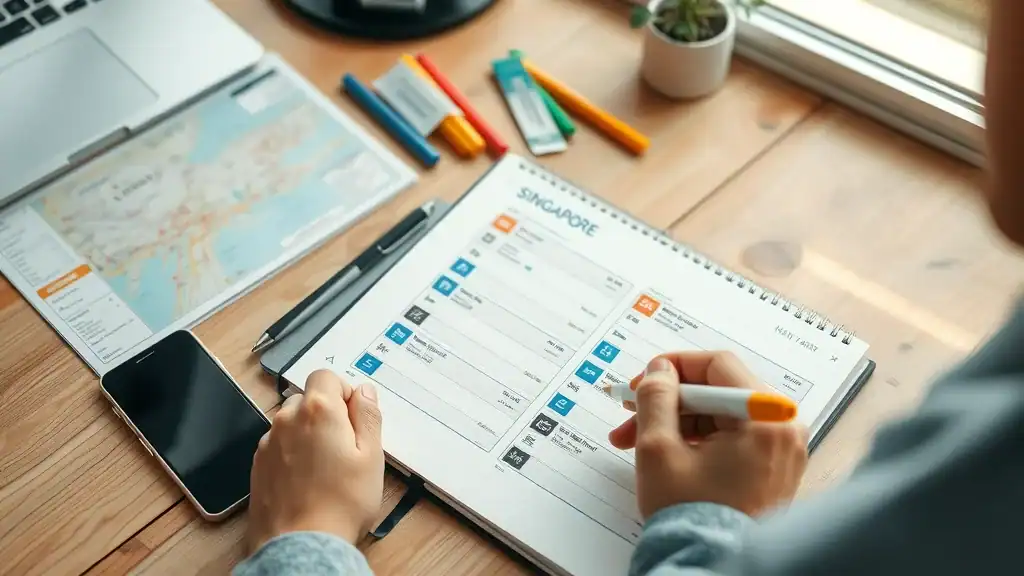 singapore travel planner tickets map notepad phone digital planning e-tickets