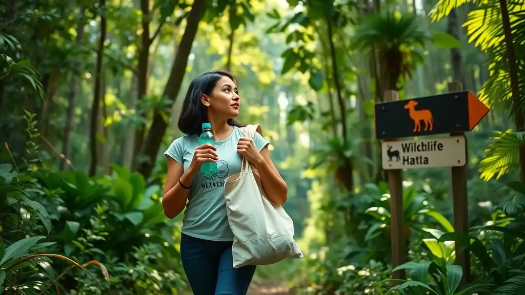 malaysia travel tips eco friendly travel reusable water bottle rainforest conservation tourist on trail