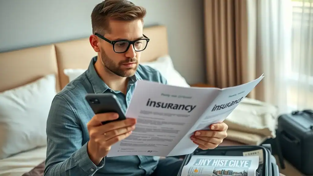Concerned traveler reviewing travel insurance documents for Thailand travel safety