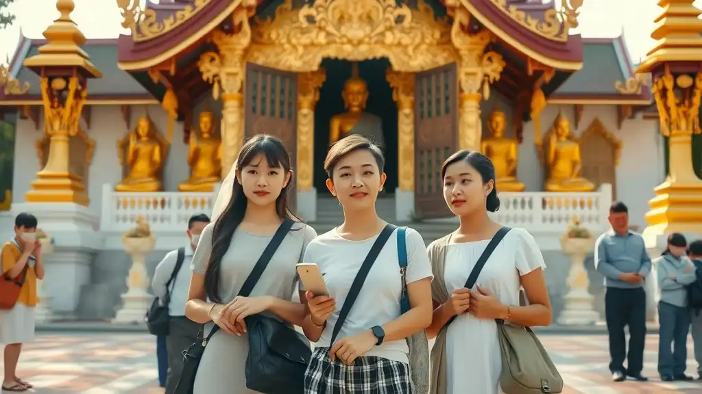 Respectful tourist attire at a Thai temple for Thailand travel safety