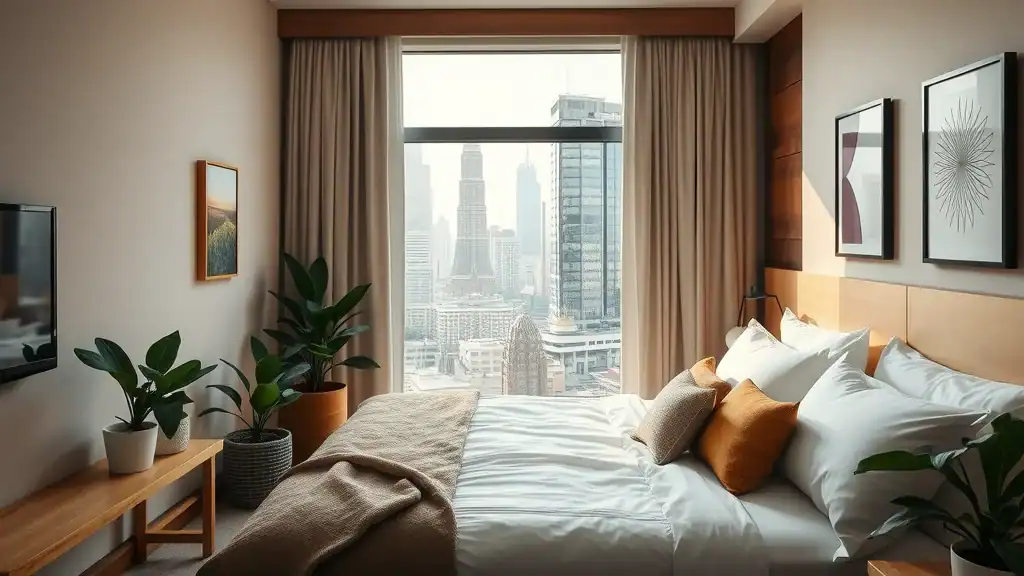 comfortable stay in Sukhumvit Bangkok boutique cozy hotel room with city views