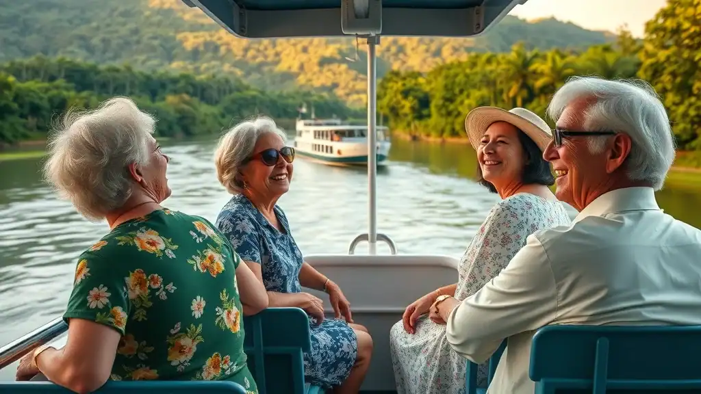 Helpful ride-share driver assisting older woman into Grab car at airport; safe senior transport in Southeast Asia